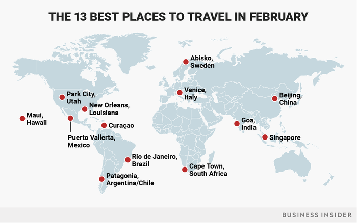 Best Places in World to Visit in February