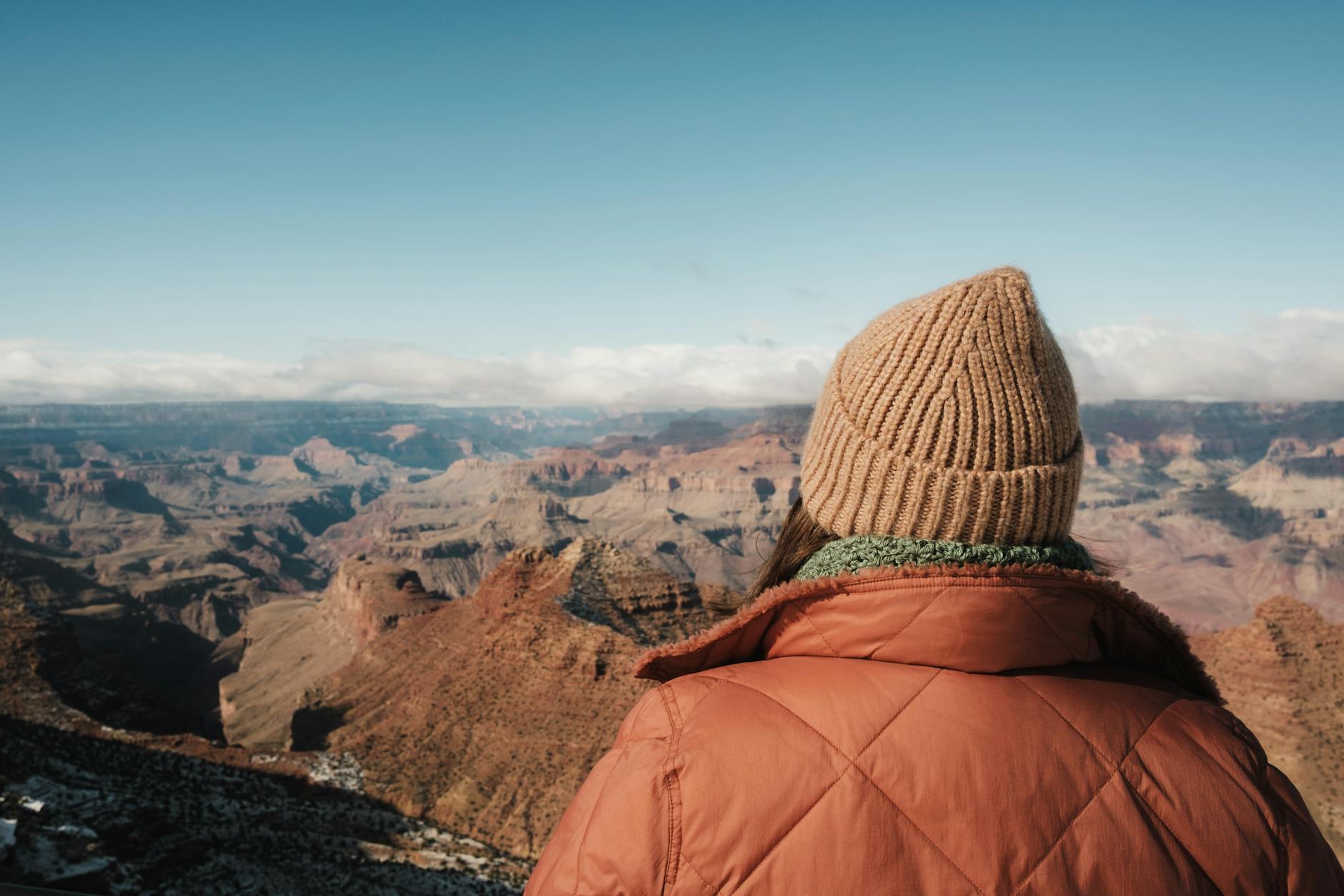 back view of a person looking at the horseshoe bend near page arizona