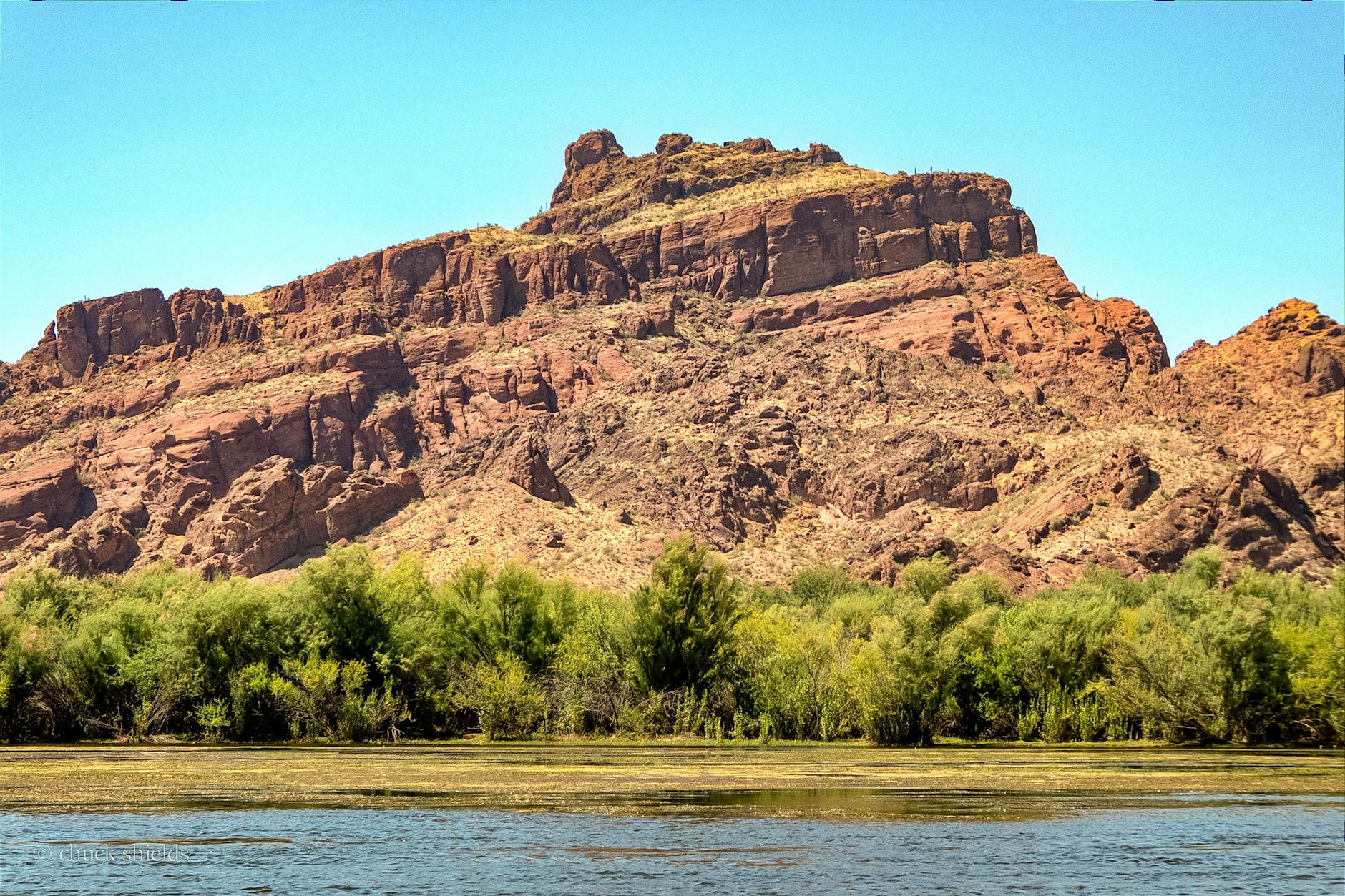 rugged mountain above the river in granite reef recreational area