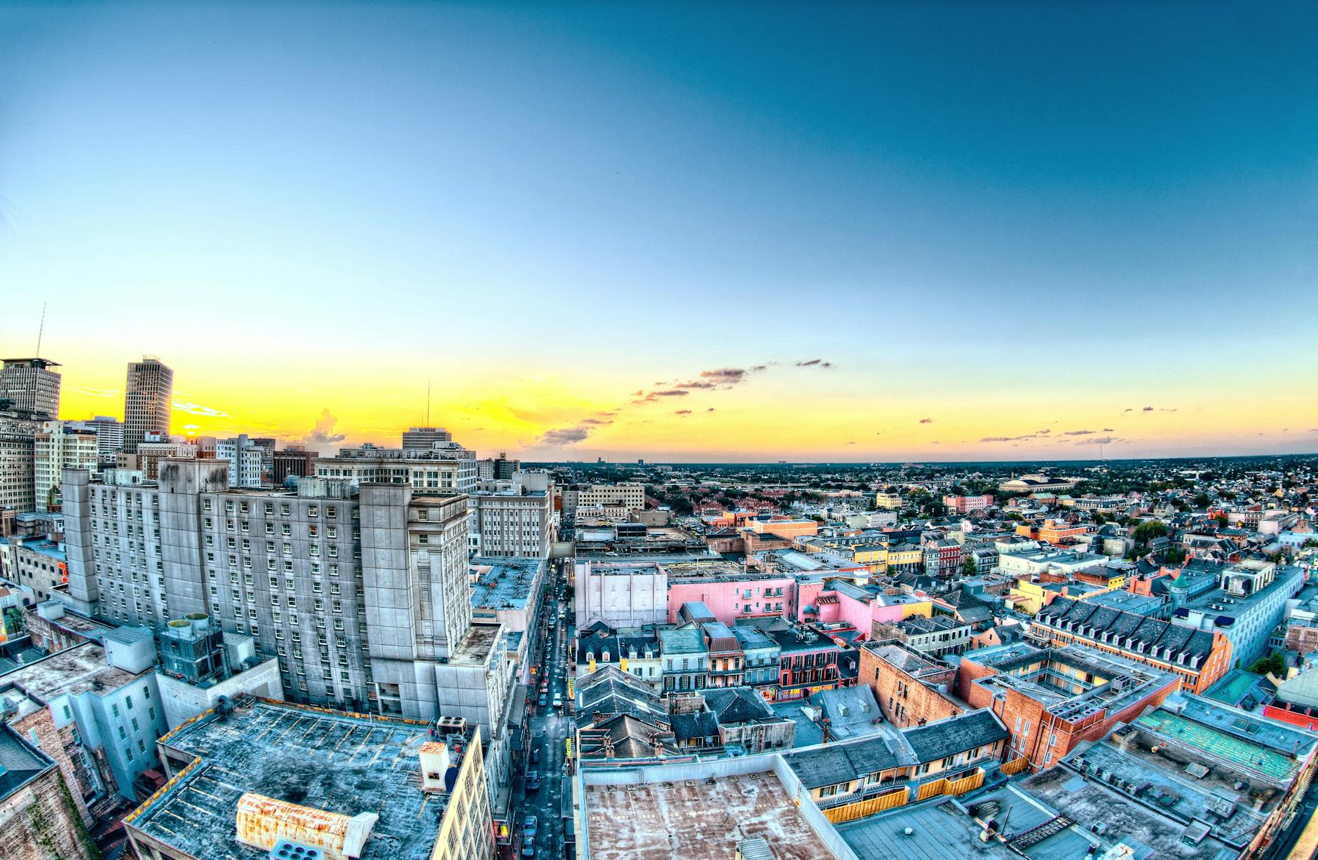 aerial view of buildings and sky