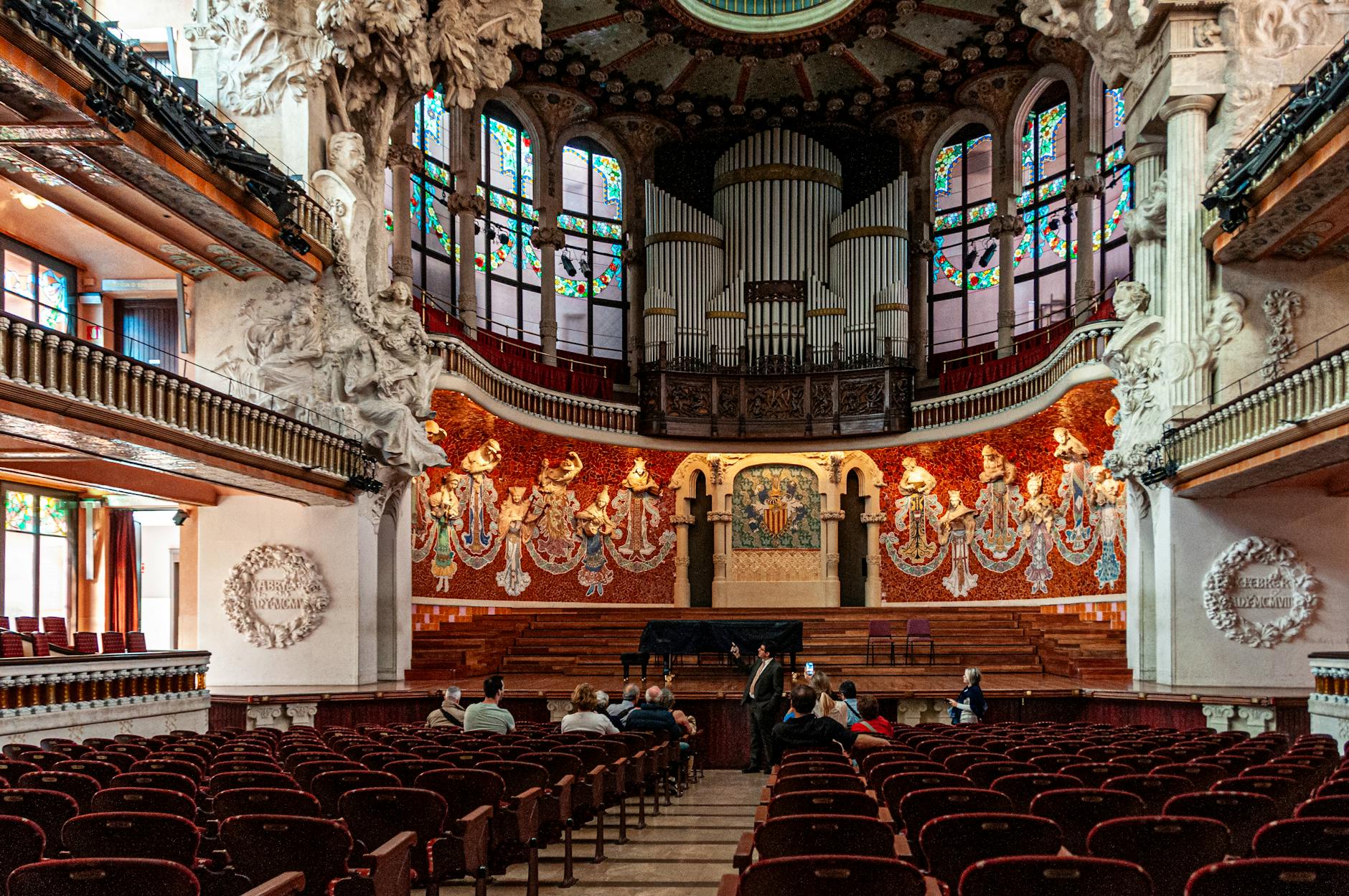 inteiror of palau de la musica catalana in barcelona in spain