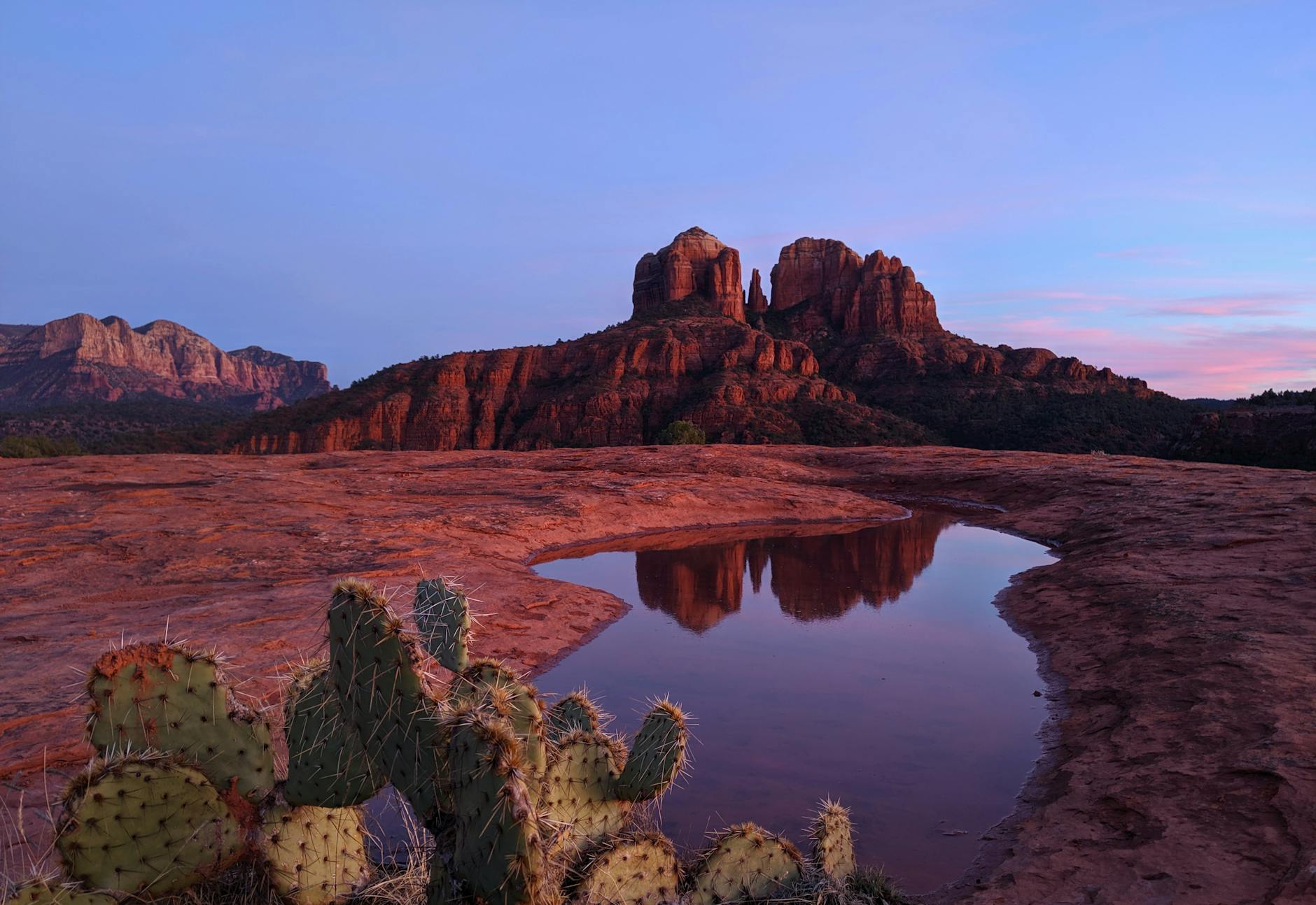 cathedral rock under blue sky